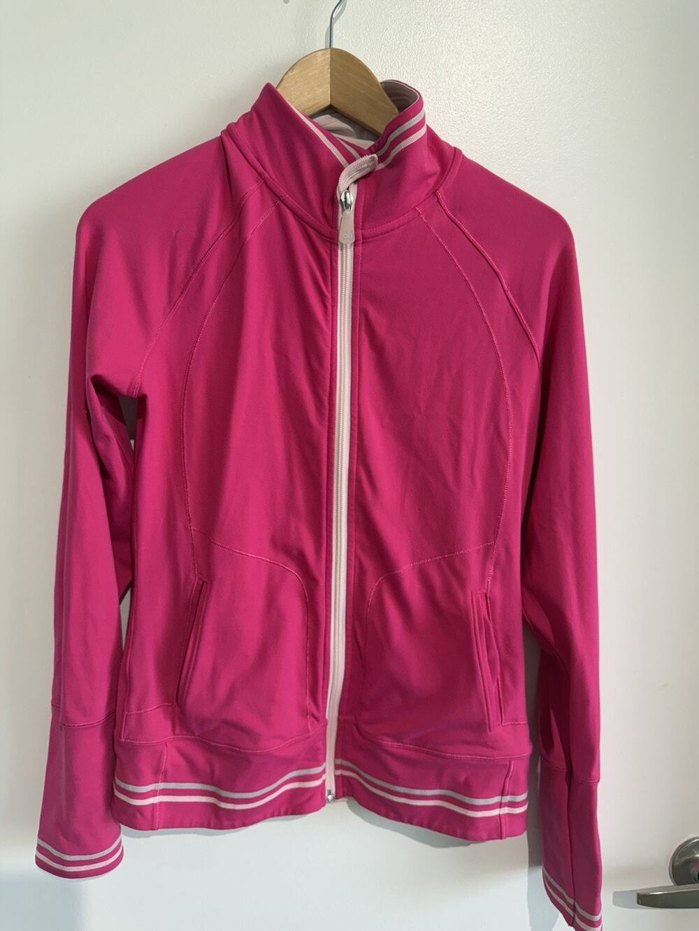 ALO Women's Performance Jacket Coolfit hot pink Full Zip Funnel Neck Size-S